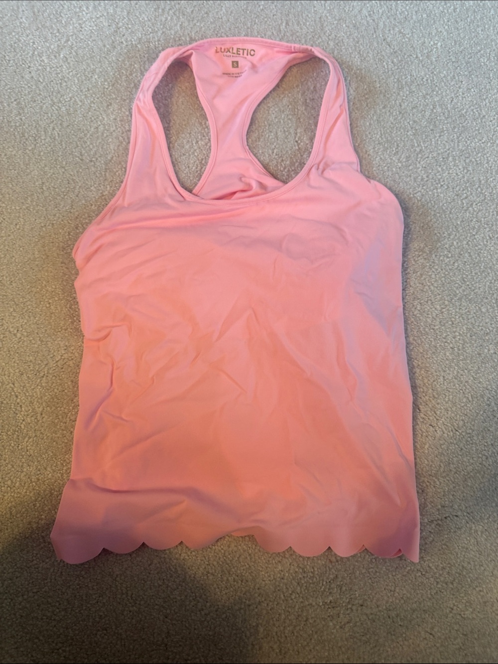 Lilly Pulitzer Coral Pink Racerback Tank with Scallop Hem